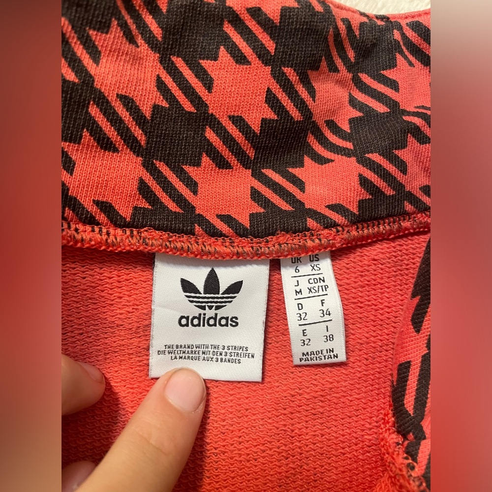EUC Adidas Quarter Zip Houndstooth Sweatshirt - Picture 5 of 5